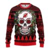 New Jersey Devils Skull Flower Ugly Christmas Sweater, NHL Christmas Sweater
