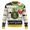 Custom Name Grinch x US Army Ugly Christmas Sweater, Grinch Holiday Sweater