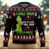 Grinch I Will Drink Crown Royal Everywhere Ugly Christmas Sweater, Grinch Holiday Sweater