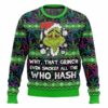 Grinch Smoked all the Who Hash Christmas 420 Ugly Sweater, Grinch Holiday Sweater