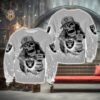 Las Vegas Raiders Halloween Skull Ugly Christmas Sweater, NFL Chritsmas Sweater
