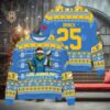 Los Angeles Chargers x Grinch Christmas Dr. Seuss How the Grinch Stole Christmas with Super Bowl Trophy Custom Ugly Christmas Sweater, NFL Chritsmas Sweater