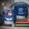 Tennessee Titans Christmas Snowman Cabin Ugly Christmas Sweater, NFL Chritsmas Sweater