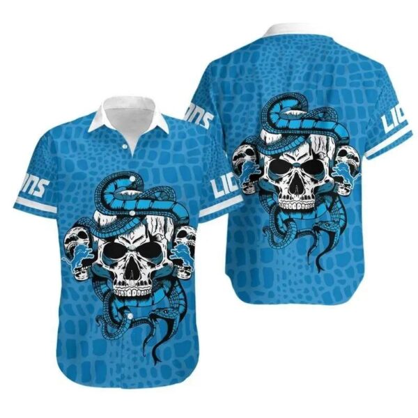Detroit Lions Snake And Skull Hawaii Shirt Summer Collection, NFL Hawaiian Shirt
