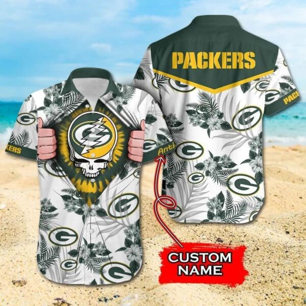 Custom Green Bay Packers Grateful Dead Hawaiian Shirt, NFL Hawaiian Shirt