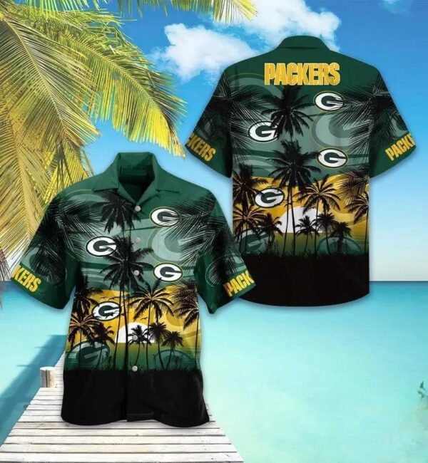 Green Bay Packers Coconut Sunset Green Hawaiian Shirt, NFL Hawaiian Shirt