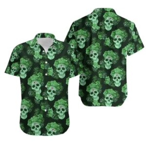 Green Bay Packers Mystery Skull And Flower Hawaiian Shirt, NFL Hawaiian Shirt