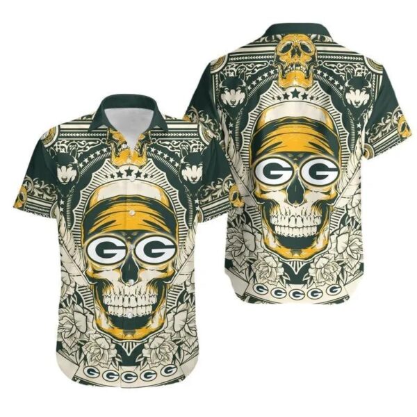 Green Bay Packers Skull Magic Hawaiian Shirt, NFL Hawaiian Shirt