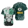 Green Bay Packers Skull Nfl Gift For Fan Hawaiian Graphic Print Short Sleeve Hawaiian Shirt, NFL Hawaiian Shirt