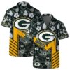 Green Bay Packers Team Logo Pattern Hibiscus Flower Hawaiian Shirt, NFL Hawaiian Shirt