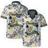 Green Bay Packers Team Logo Pattern Parrot Beach Hawaiian Shirt, NFL Hawaiian Shirt