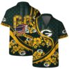 Green Bay Packers Team Logo Pattern US Flag Hawaiian Shirt, NFL Hawaiian Shirt