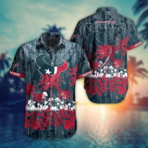 Houston Texans Nfl Hawaii Graphic Tropical Pattern Style Summer Hawaiian Shirt, NFL Hawaiian Shirt