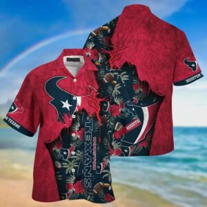 Houston Texans Nfl Hawaiian Sas Tropical Print Sumer Best Gift For Fans, NFL Hawaiian Shirt