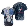 Houston Texans Skull Nfl Gift For Fan Hawaiian Graphic Print Short Sleeve Hawaiian Shirt, NFL Hawaiian Shirt
