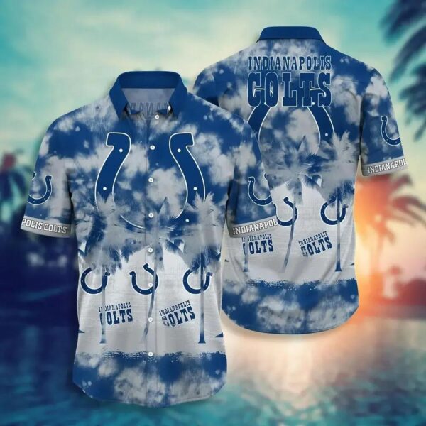 Indianapolis Colts Nfl Hawaiian Sas Tropical Pattern Graphic Short Sleeve Hot Trend Summer Gift For Fans, NFL Hawaiian Shirt
