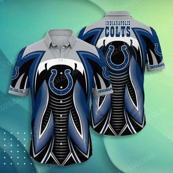 Indianapolis Colts Nfl Hawaiian Shirt Summer Short Sleeve Button Down Shirt Gift For Best Fans, NFL Hawaiian Shirt