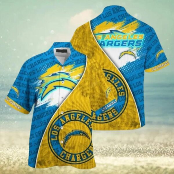 Los Angeles Chargers Summer Blue Gold Hawaiian Shirt, NFL Hawaiian Shirt