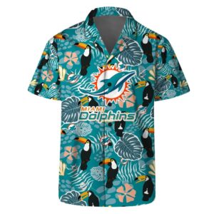 Miami Dolphins Team Logo Pattern Champions Hawaiian Shirt, NFL Hawaiian Shirt