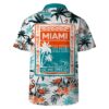 Miami Dolphins Team Logo Pattern Flamingo Hibiscus Hawaiian Shirt, NFL Hawaiian Shirt