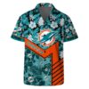Miami Dolphins Team Logo Pattern Hibiscus Flower Hawaiian Shirt, NFL Hawaiian Shirt