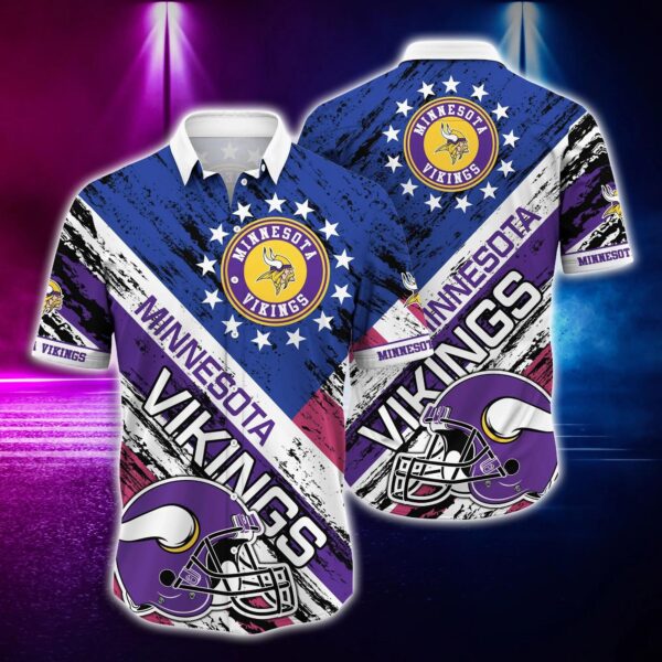 Minnesota Vikings Football Helmet Hawaiian Shirt, NFL Hawaiian Shirt