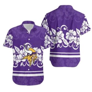 Minnesota Vikings Hibiscus Flowers New Hawaiian Shirt, NFL Hawaiian Shirt