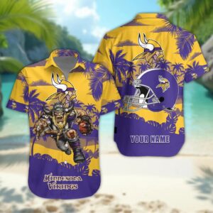 Minnesota Vikings Personalized Hawaiian Shirt, NFL Hawaiian Shirt
