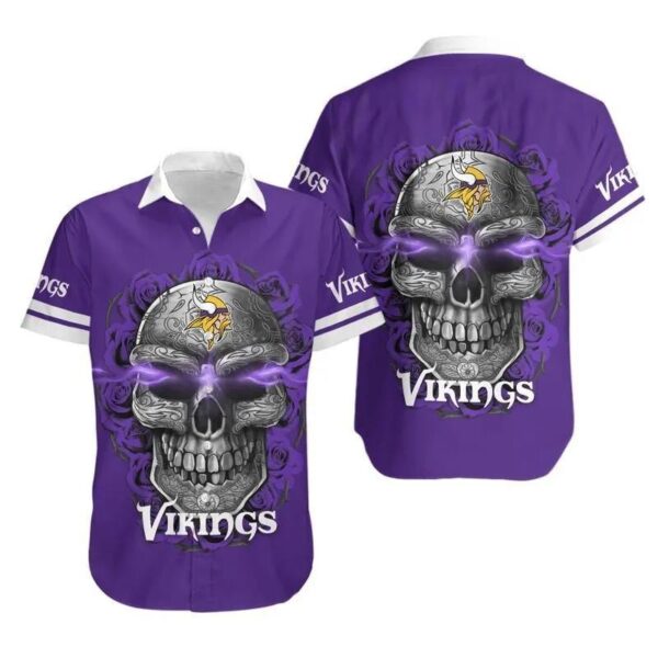 Minnesota Vikings Sugar Skull NFL Hawaiian Shirt, NFL Hawaiian Shirt