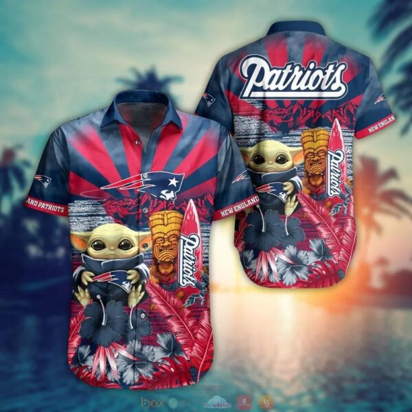 New England Patriots Baby Yoda Aloha Hawaiian Shirt, NFL Hawaiian Shirt