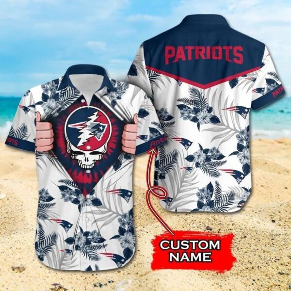 New England Patriots Grateful Dead Custom Hawaiian Shirt, NFL Hawaiian Shirt