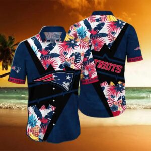 New England Patriots NFL Flower Camo Hawaiian Shirt, NFL Hawaiian Shirt
