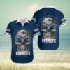 New England Patriots NFL Skull Carved Hawaiian Shirt, NFL Hawaiian Shirt