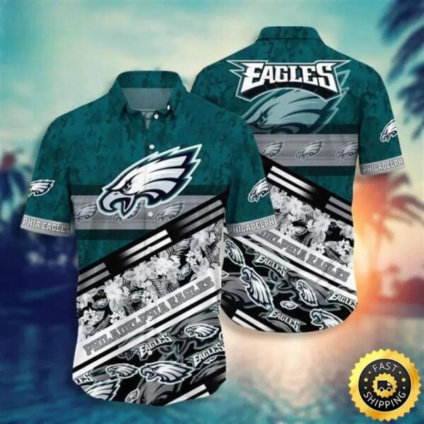 Philadelphia Eagles Hawaiian Shirt Beach Gift For Football Fans, NFL Hawaiian Shirt
