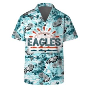 Philadelphia Eagles Team Logo Pattern Football Hawaiian Shirt, NFL Hawaiian Shirt