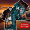 Sport-Team Philadelphia Eagles Custom Name Coconut Tree Hawaiian Shirt Sport Team Aloha Shirt, NFL Hawaiian Shirt