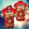 San Francisco 49ers Halloween Skull Pumpkin Hawaiian Shirt, NFL Hawaiian Shirt