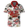 San Francisco 49ers Team Logo Pattern Flamingo Hibiscus Hawaiian Shirt, NFL Hawaiian Shirt