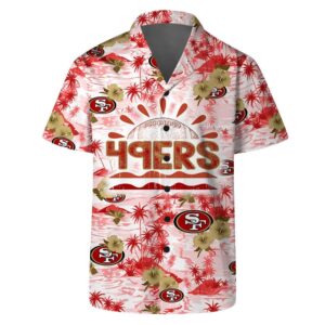 San Francisco 49ers Team Logo Pattern Football Hawaiian Shirt, NFL Hawaiian Shirt