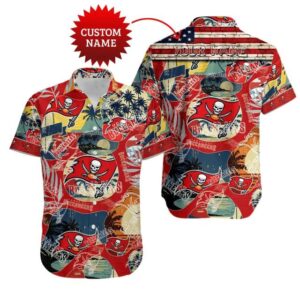 Sport-Team Tampa Bay Buccaneers Custom Name Special Vintage Style Hawaiian Shirt Sport Team Aloha Shirt, NFL Hawaiian Shirt