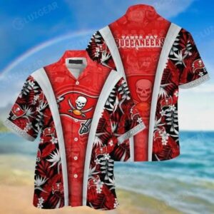 Sport-Team Tampa Bay Buccaneers Red Grey Hawaiian Shirt Summer Aloha Shirt, NFL Hawaiian Shirt