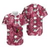 Arizona Cardinals Coconut Leaves And Skulls Hawaiian Shirt, NFL Hawaiian Shirt