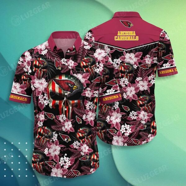 Arizona Cardinals Nfl Hawaiian Shirt Skull Punisher Printed 3D New Trend Summer For Your Loved Ones, NFL Hawaiian Shirt