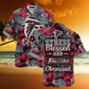 Atlanta Falcons NFL Stress Blessed Obsessed Tropical Palm Leaves Pattern Hawaiian Shirt, NFL Hawaiian Shirt