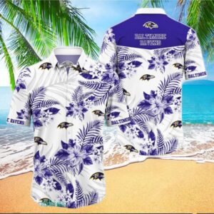 Baltimore Ravens NFL Flower Summer Trending Hawaiian Shirt, NFL Hawaiian Shirt