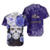 Baltimore Ravens Skull Nfl Gift For Fan Hawaiian Graphic Print Hawaiian Shirt, NFL Hawaiian Shirt