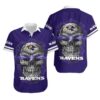 Baltimore Ravens Sugar Skull Nfl Gift For Fan Hawaiian Graphic Print Hawaiian Shirt, NFL Hawaiian Shirt