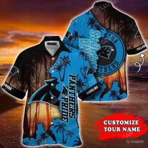 Carolina Panthers Nfl Customized Hawaiian Shirt Short Style Hot Trending Summer For Awesome Fans, NFL Hawaiian Shirt