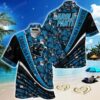 Carolina Panthers Nfl Football With Tropical Flower Pattern Hawaiian Shirt For Fans, NFL Hawaiian Shirt