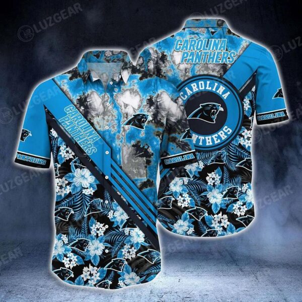 Carolina Panthers Nfl Hawaiian Shirt Graphic Tropical Pattern New Trend Summer For Nfl Football Fans, NFL Hawaiian Shirt